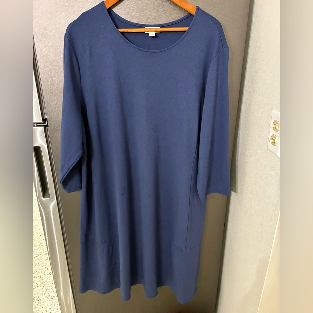J. Jill Ponte Deep Blue Women Plus Lagenlook Dress Blue 3x